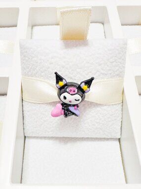 925 Sterling Silver Kuromi With Heart Charm Bead Fits Pandora Bracelets